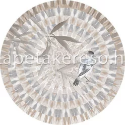   Behang Express Circle of Life vlies anyagú beige, fehér, kék színű madaras, mandala, leveles romantikus tapéta