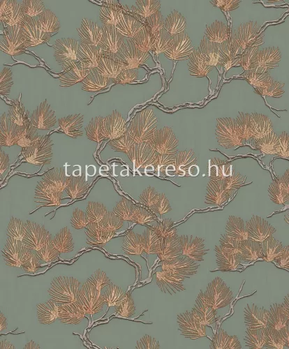 Design ID Wall fabrick vlies, vinyl anyagú zöld, barna színű virágos, ágas modern tapéta