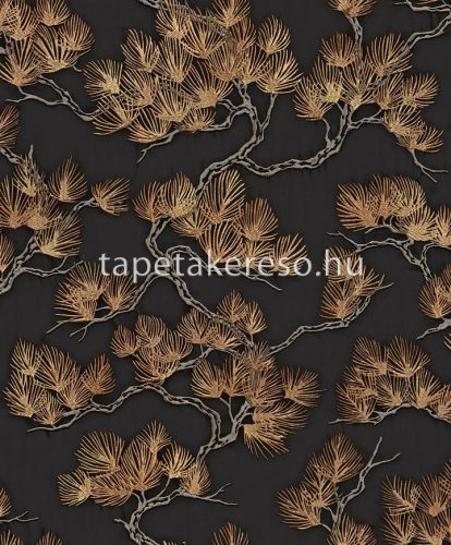 Design ID Wall fabrick vlies, vinyl anyagú fekete, arany színű virágos, ágas modern tapéta