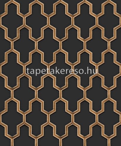 Design ID Wall fabrick vlies, vinyl anyagú fekete, arany színű geometriai modern tapéta