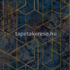   Grandeco Wanderlust vlies, vinyl anyagú kék, barna, arany, gyöngyház, csillámos színű márványos, geometriai modern, natural tapéta